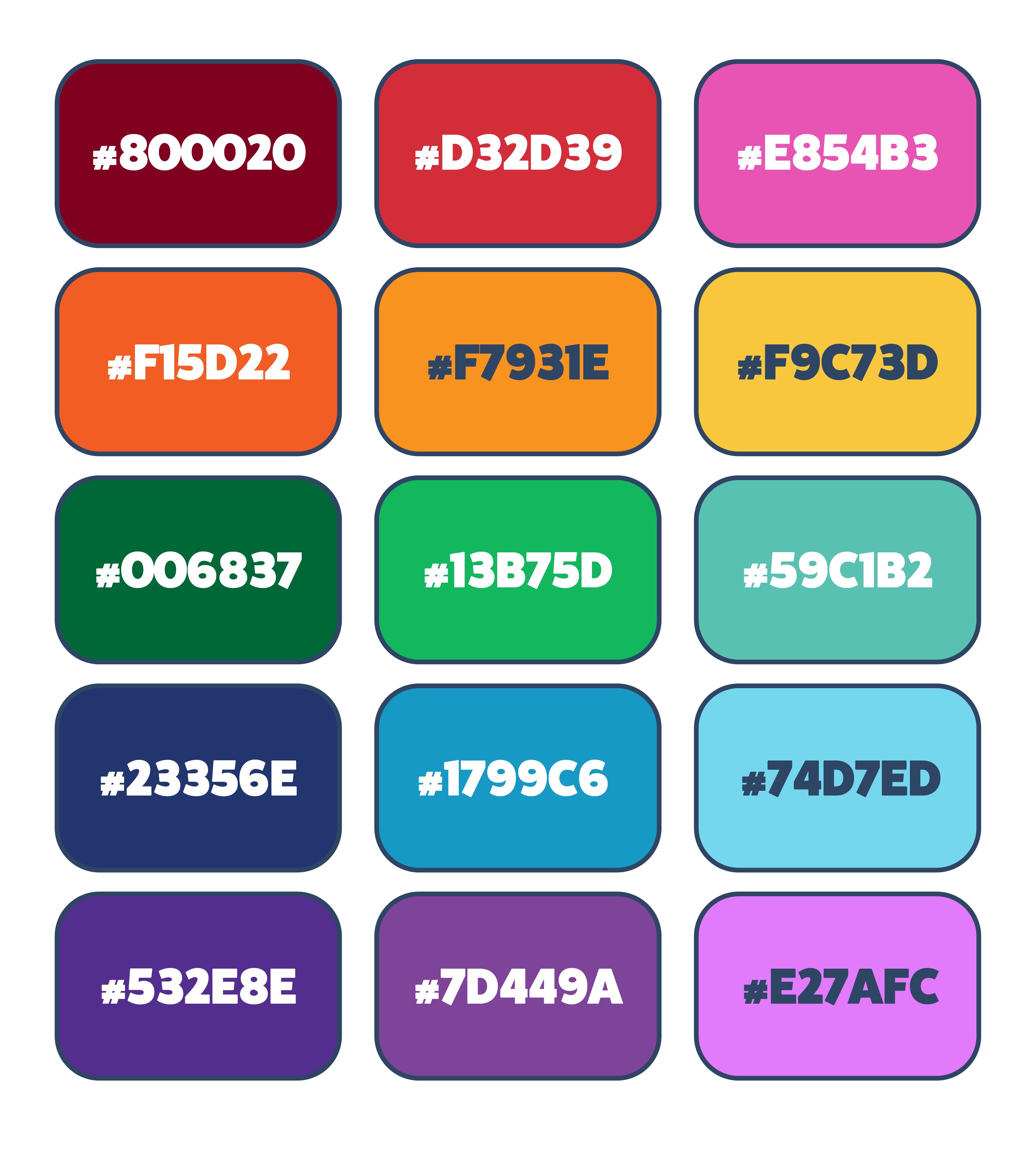 Color Chart of Valid Options